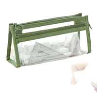 Trousse à crayons double compartiment en PVC transparent, sac de papeterie transparent avec double fermeture éclair, approuvé pour les examens, pochette cosmétique multi-usage