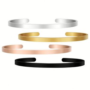 Bracelets manchette ouverts en acier inoxydable, longs, à rainure unique, vierges pour messages DIY, pour femmes - Product Image 2
