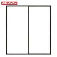 Pintu Geser Patio Kaca Tempered Berlapis Ganda Aluminium Hitam Rangka Tipis Modern OPUOMEN NFRC Tahan Badai