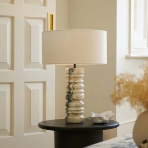 Lámpara de Mesa de Mármol Estilo Francés, Pantalla de Tambor de 40 cm, Bombilla LED E27, Lámpara Decorativa para Dormitorio, Estudio, Hotel - Product Image 4