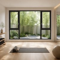 Fenêtre à battant moderne en aluminium avec système de rupture de pont thermique et moustiquaire intégrée pour maison, villa, appartement, balcon et bâtiment résidentiel