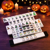 160 Pièces de Tuiles de Mahjong Américaines Personnalisées en Acrylique – Idéal pour Soirées Festives à Domicile, Cadeau de Fête, Tuiles de Mahjong pour Halloween