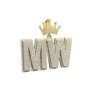 Pendentif de luxe en acier inoxydable serti de diamants, style hip-hop, personnalisé - Product Image 1