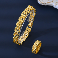 MEIZI perhiasan mewah 18K jam tangan gelang berlapis emas tembaga Set perhiasan wanita untuk hadiah pesta pernikahan