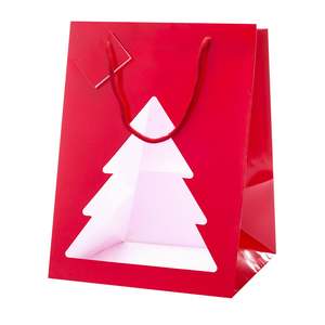 Supporto Panettone rosso natale con finestra 24.4 cm + 24.4 cm x 33.5 cm - Product Image 1