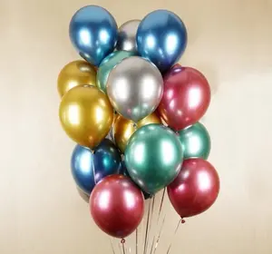 10Inch Grosir Glossy Logam Mutiara Balon Lateks Tebal Krom Metalik Helium Bola Udara Globos Balon