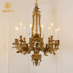 תכשיטים בסגנון צרפתי מימי הביניים וילה ארמון ארמון ברונזה תליון אור ענק אור ענק נברשות פליז יוקרה - Product Image 3