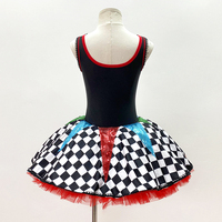 Robe tutu de ballet à thème clown pour filles, costume de danse style cirque pour enfants, jupe à carreaux avec boutons pompons, idéale pour les spectacles