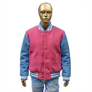 Chaqueta Bomber Casual de Invierno para Mujer, Color Rosa, con Mangas de Lana, Transpirable, con Cierre y Tejido de Punto - Product Image 1