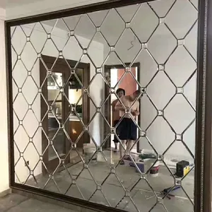Carreaux de verre décoratifs personnalisés en miroir argenté biseauté décoratifs muraux décoratifs