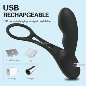 SacKnove Nouveauté Anneaux péniens chauffants portables à 10 fréquences pour hommes, double anneau, gode, masseur <span class=keywords><strong>de</strong></span> prostate, jouets sexuels anaux pour hommes - Product Image 4