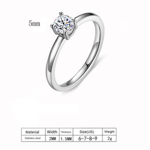 טבעת אירוסין משובצת יהלומים נירוסטה אירוסין טבעת אירוסין לתכשיטי חתונה - Product Image 4