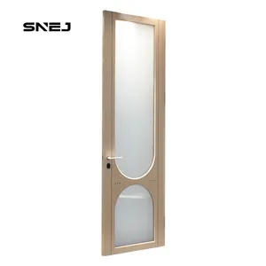 Timber door paint-free PVC film material MDF door Apartment interior door with glass