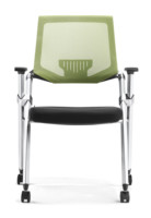 Chaise de conférence ergonomique pliable et peu encombrante avec dossier en maille respirante, accoudoirs réglables et roulettes pour l'école et le bureau