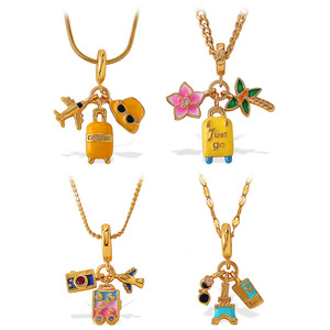 Collar con colgante de maleta de avión estilo europeo-americano, dijes temáticos de aleación de zinc, regalo de joyería para mujer - Product Image 5