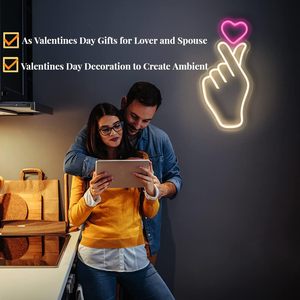 Lettres néon LED en forme de cœur, à intensité variable, alimentées par USB, lumière d'ambiance, décoration de vitrine, lumière indicatrice de rue, personnalisable 5V - Product Image 4