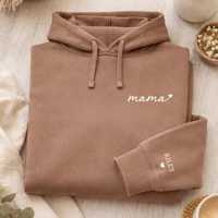 Sudadera Personalizada Bordada OEM ODM para Mamá, Regalo para el Día de la Madre y para Mamás Primerizas, con la inscripción 'Llevo mi corazón en la manga', Regalo Personalizado para Niños