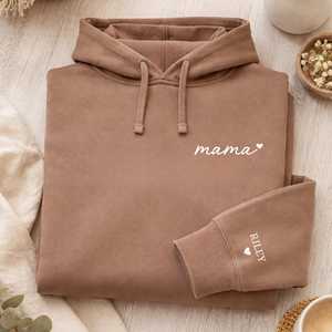 Sweat-shirt brodé personnalisé OEM ODM pour maman, cadeau pour la fête des mères et pour les nouvelles mamans, avec inscription « Wear my heart on sleeve », personnalisable pour enfants - Product Image 1