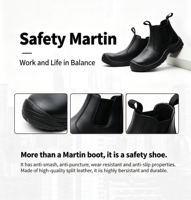 Bottes en cuir imperméables Chelsea industrielles, respirantes, noires, pour hommes, avec embout en acier, anti-perforation, prix de gros, chaussures de sécurité tendance