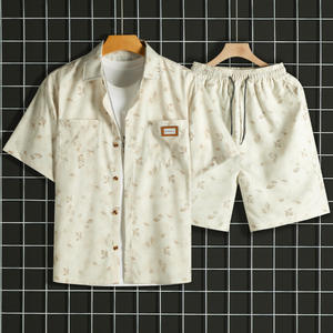 हैनान विंटेज बाल लघु आस्तीन पुरुषों की शर्ट सेट ट्रेंडी ढीले समुद्र तट शॉर्ट्स गर्मियों के लिए पुरुषों और महिलाओं के लिए आकस्मिक दो-टुकड़ा - Product Image 6