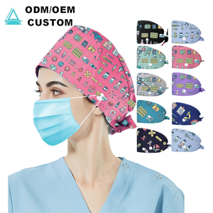 หมวกผ่าตัดหลายสีหมวกสำหรับแพทย์ผ่าตัดทำคีโมผ้าคอตตอนพิมพ์ลายดอกไม้ - Product Image 1