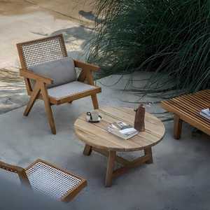 طقم أثاث خشب الساج للشرفات الخارجية للإيجار في الفنادق - يتضمن أريكة وكرسي وطاولة قهوة - Product Image 5