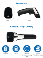 2.4G sans fil pour BT Handy Barcode Scanner CMOS Image 1D/2D Tablette PC portable 3MIL pour entrepôt certifié ROHS
