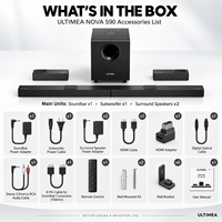 Système de barre de son 7.1.4 canaux 740W avec Dolby Atmos, 12 haut-parleurs, enceintes arrière sans fil et caisson de basses de 8 pouces