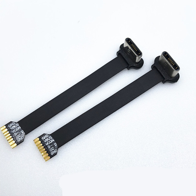 Wholesale T Shape Down Angle Type C Usb FPC Flat Cable Ultra Thin Back Clip 8Pin FPC Charging Cable with Type C Connector