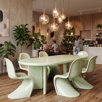 Table de salle à manger rectangulaire moderne de luxe, bureau de salle à manger minimaliste en fibre de verre pour la maison, l'hôtel, l'appartement, l'école, les espaces de réunion