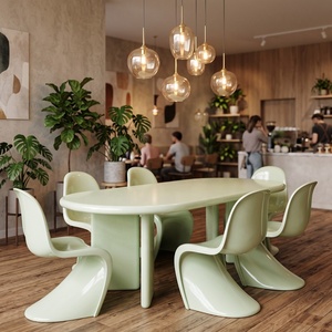 Table de salle à manger rectangulaire moderne, bureau de réunion ovale minimaliste pour la maison - Product Image 6