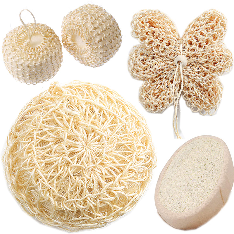 Zero Waste Natural Biodegradable Eco Friendly Ramie Hemp Mesh Sisal Bath Ball Body Puff Pouf Shower Exfoliating Loofah Sponge