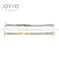 Bracelet de luxe pour femme en acier inoxydable bicolore, chaînes à maillons ovales, fermoir à bascule, bracelet fait main sur mesure
