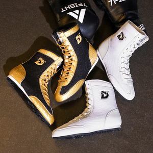 Crea tus propios zapatos de boxeo profesionales de caña alta con cordones, transpirables, ligeros, de cuero personalizado para entrenamiento deportivo para niños - Product Image 4