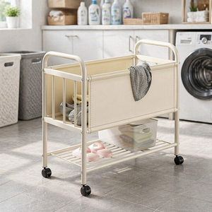 Panier à linge sale portable et léger à double couche, panier à linge sale <span class=keywords><strong>Songmics</strong></span> avec roulettes - Product Image 1