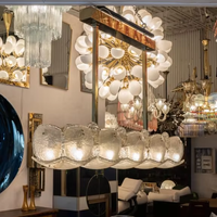 Lustre moderne en verre de Murano italien, effet vague d'eau, pour salle à manger, décoration de galerie, luminaires suspendus