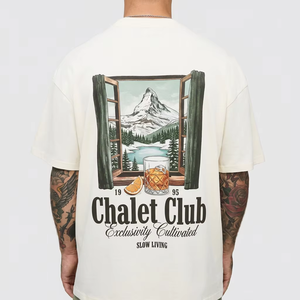 Camiseta Gráfica para Hombre Estilo Y2K, Estampado Gótico Moderno, Algodón Grueso, Estilo Urbano, Hombros Caídos, Corte Holgado - Product Image 1