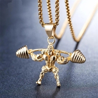 Collier d'haltérophilie, pendentif de Fitness, musculation, Gym, 2 couleurs, collier d'haltères, bijoux de Fitness, vente en gros, 2023