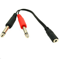 Câble adaptateur audio 20cm 3.5mm femelle 2x6.35mm TRS Mono mâle Jack PVC Jacket 4K 1/4 TSF femelle double TS 2 mâle 6.35mm