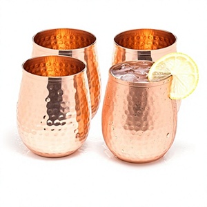 Gobelet à eau artisanal en cuivre pur, finition martelée mate, verre à boire ayurvédique, tasse en cuivre sans soudure, logo personnalisé - Product Image 5