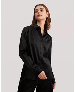 Camicia di alta qualità elegante e naturale di seta di gelso a manica lunga tinta unita con bottone morbida e traspirante camicetta da pendolare - Product Image 3