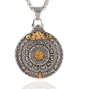 Yunnique – collier avec pendentif tête de dragon à neuf palais pour hommes, style ethnique, en acier titane, bijoux Punk tendance Hip Hop - Product Image 1