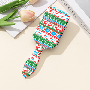 Nouveauté Brosse de coiffage et de nettoyage des cheveux Shunfa, double usage humide et sec, à airbag, motif renne bohème et thème Noël - Product Image 1