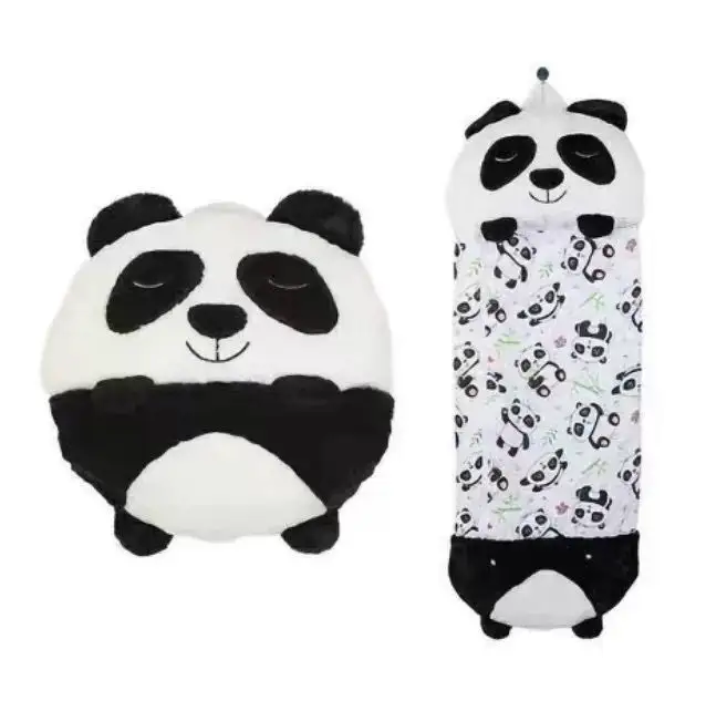 Panda Slaapzak Kinderen Dier Knuffel Kussen Opvouwbare Anti-Kick Quilt Happy Napper Kids Slaapzak Met Kussen