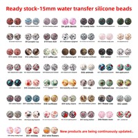 Usine en gros nouveau 15mm transfert d'eau imprimé léopard diamant motif Silicone perles bijoux Bracelet perles en vrac