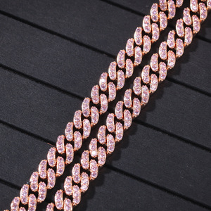 Cadena Cubana con Circonitas Rosadas, Estilo Moderno, Personalizada, Hip-Hop, de Alta Gama, Unisex, Pulsera y Collar - Product Image 6