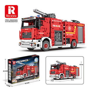 Reobrix 22008, Coche de Control Remoto con Control por Aplicación, Coche RC de Alta Tecnología, Camión de <span class=keywords><strong>Bomberos</strong></span> con Escalera, Modelo de Bloques de Construcción, Serie de Juguetes de Plástico para Niños - Product Image 2