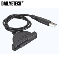 Adaptateur USB 2.0 vers Mini Sata II 7 + 6 13 broches pour ordinateur portable CD/DVD ROM câble de conversion d'entraînement mince avec vis