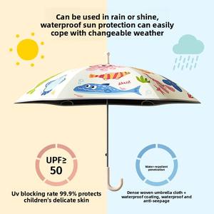 Paraguas de doble uso de gran tamaño para niños, esquinas redondeadas, ruedas, revestimiento negro antipinchazos, Protector de lluvia y sol, lindo gato, perro, seda - Product Image 4