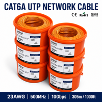 Câble Ethernet en cuivre à conducteur solide Cat6A UTP, 4 paires, 23AWG, 500 MHz, 305 m, marque Shibei, pour le câblage des bureaux et des centres de données